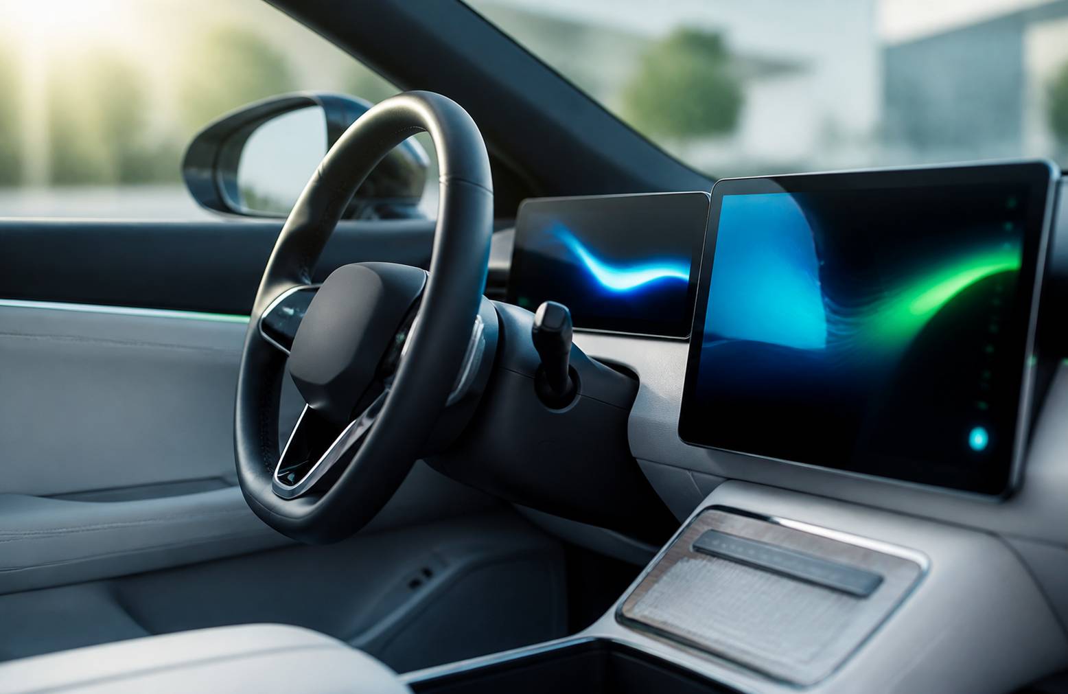 Tableau de bord numérique générique d'un véhicule électrique avec un volant