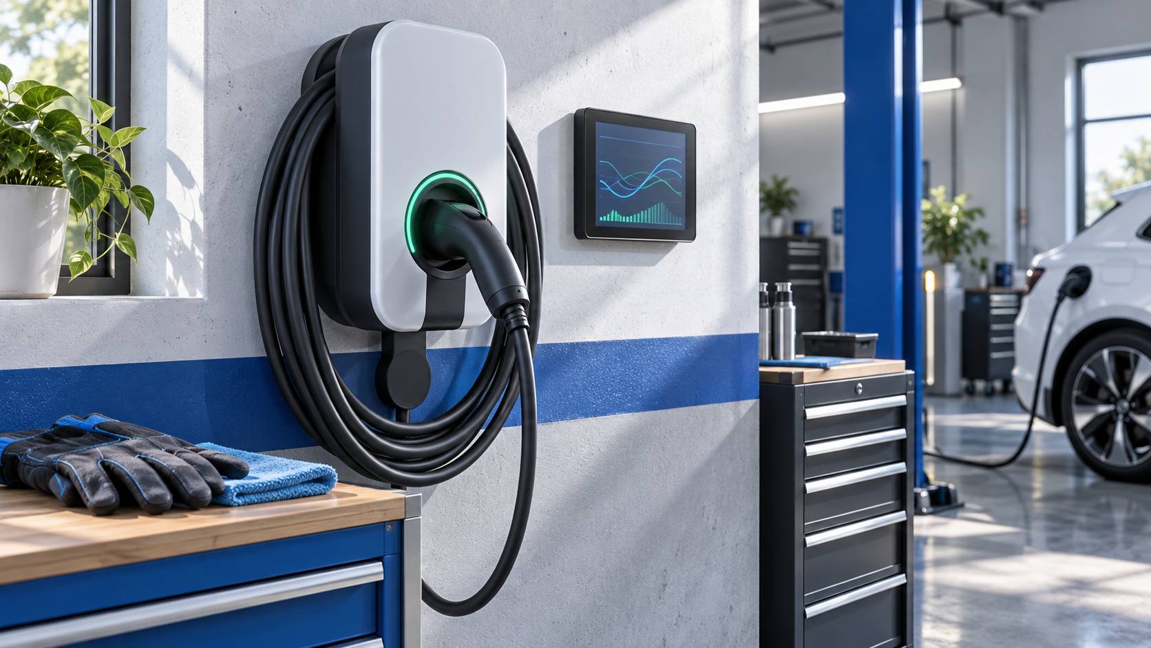 Borne de recharge et câble Type 2 pour véhicule électrique