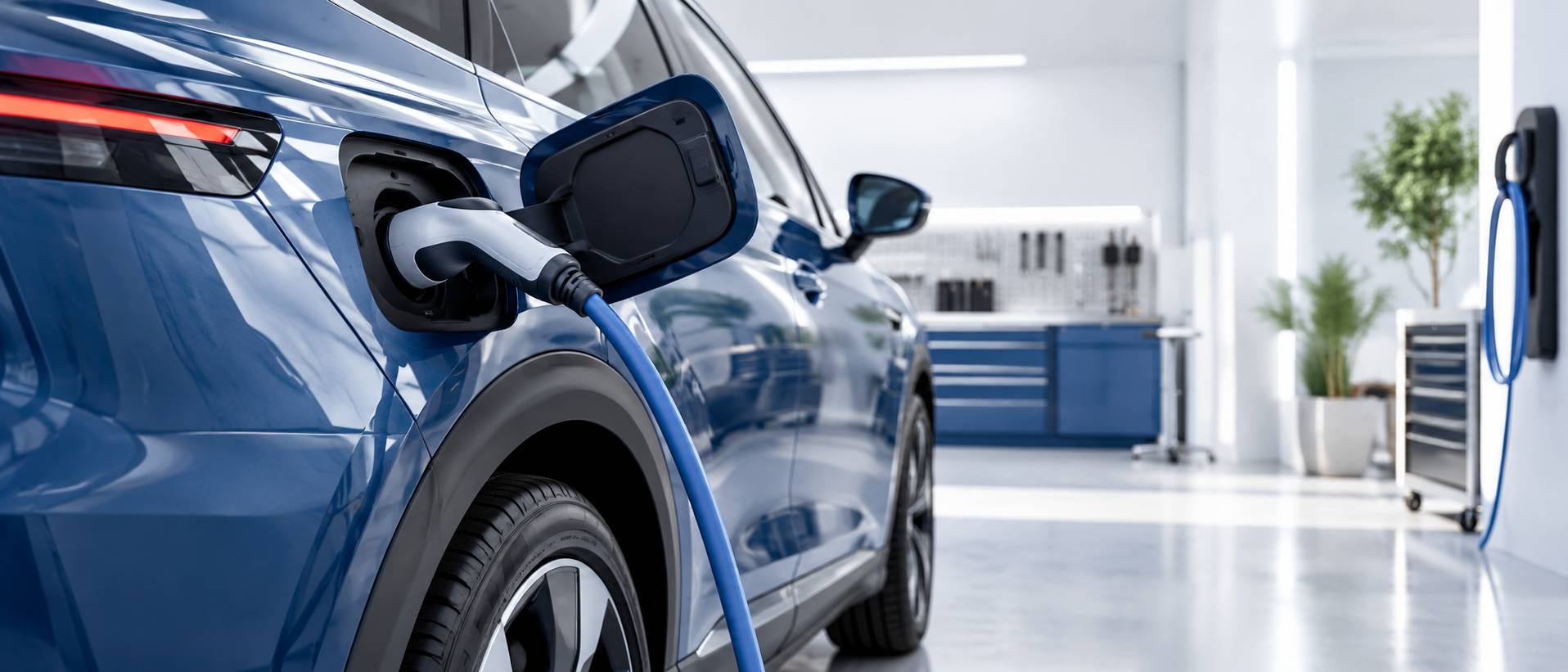 Prise de recharge branchée sur une voiture générique sans logo