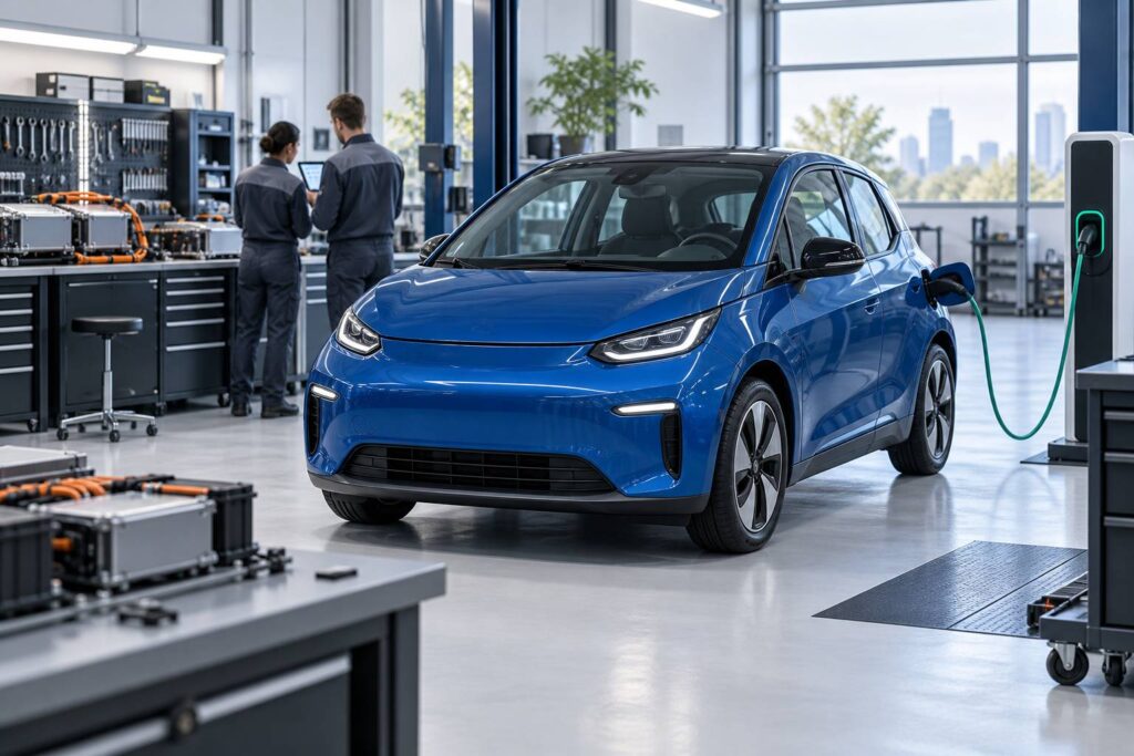 Illustration éditoriale du sujet : Tesla relance le projet d'une voiture électrique accessible à tous !