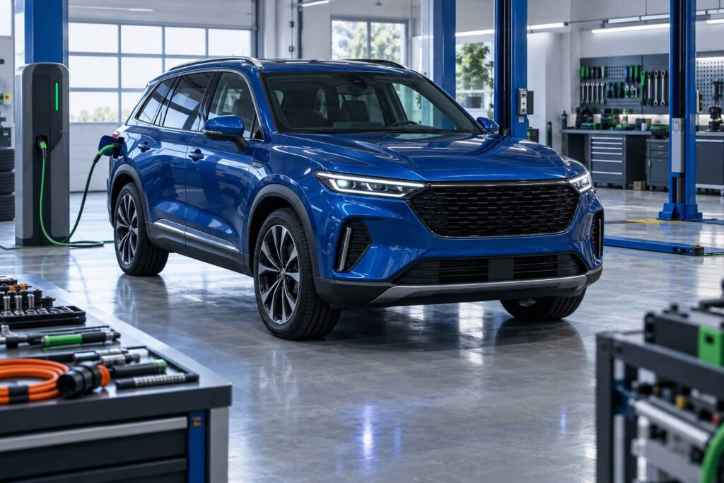 Illustration éditoriale du sujet : Toyota Highlander Hybride : L'alliance parfaite entre puissance et écologie
